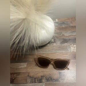 Clear pink frame, black lenses vintage sunglasses